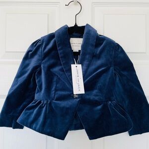 Janie and Jack Navy Velvet Peplum Blazer
